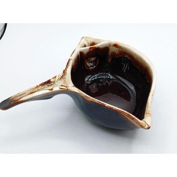 Vintage Pfaltzgraff Gourmet Brown Drip Glaze Gravy Boat - Picture 2 of 6
